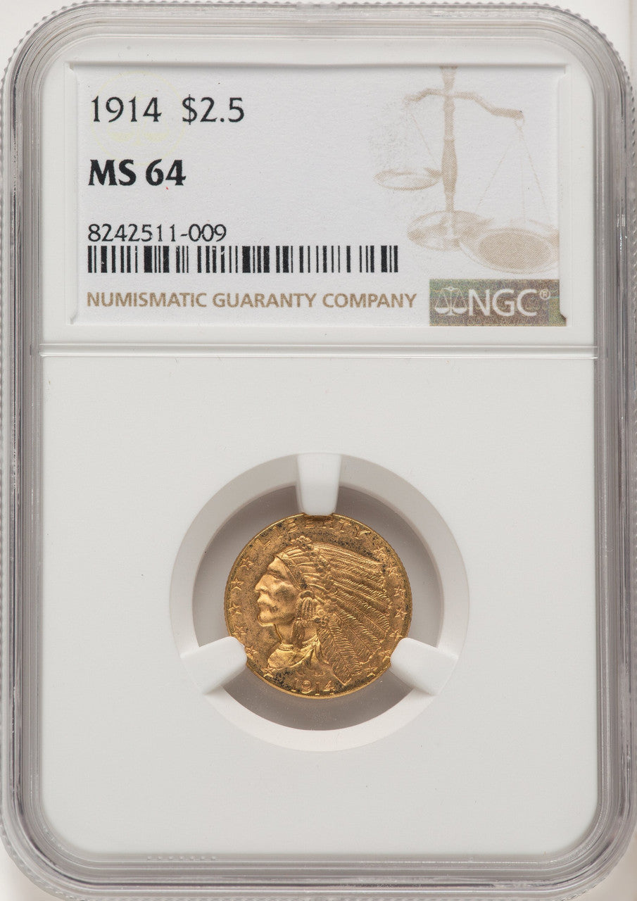 1914 $2.50 Indian Quarter Eagle NGC MS64 (772950018)