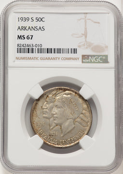 1939-S 50C Arkansas Commemorative Silver NGC MS67 (520502023)