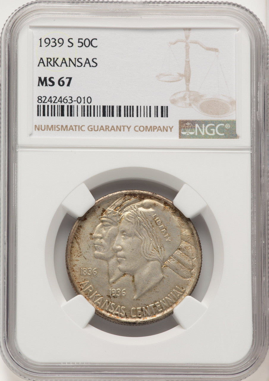 1939-S 50C Arkansas Commemorative Silver NGC MS67 (520502023)