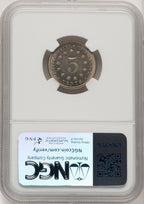 1867 5C NO RAYS Shield Nickel NGC MS66