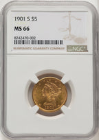 1901-S $5 Liberty Half Eagle NGC MS66