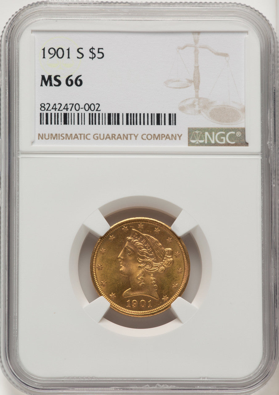 1901-S $5 Liberty Half Eagle NGC MS66