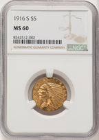 1916-S $5 Indian Half Eagle NGC MS60
