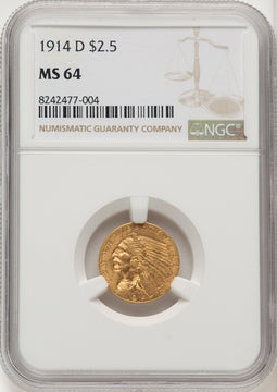 1914-D $2.50 Indian Quarter Eagle NGC MS64 (774253019)