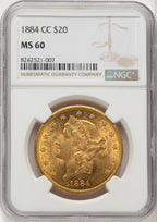 1884-CC $20 Liberty Double Eagle NGC MS60