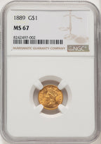 1889 G$1 Gold Dollar NGC MS67 (774721018)
