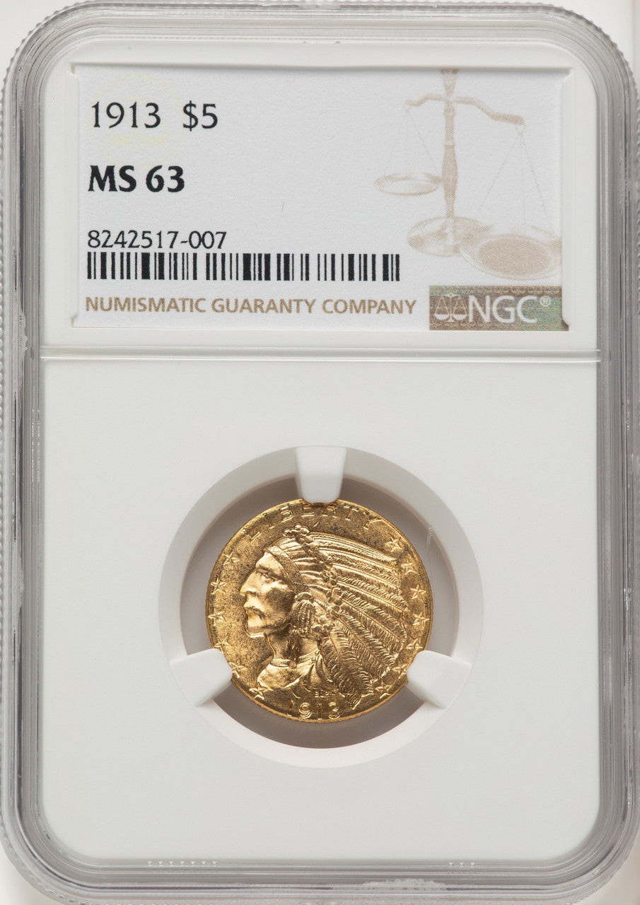 1913 $5 Indian Half Eagle NGC MS63 (774742053)