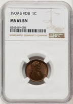 1909-S 1C VDB BN Lincoln Cent NGC MS65