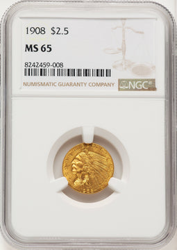 1908 $2.50 Indian Quarter Eagle NGC MS65 (774721015)
