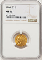 1908 $2.50 Indian Quarter Eagle NGC MS65 (774721015)