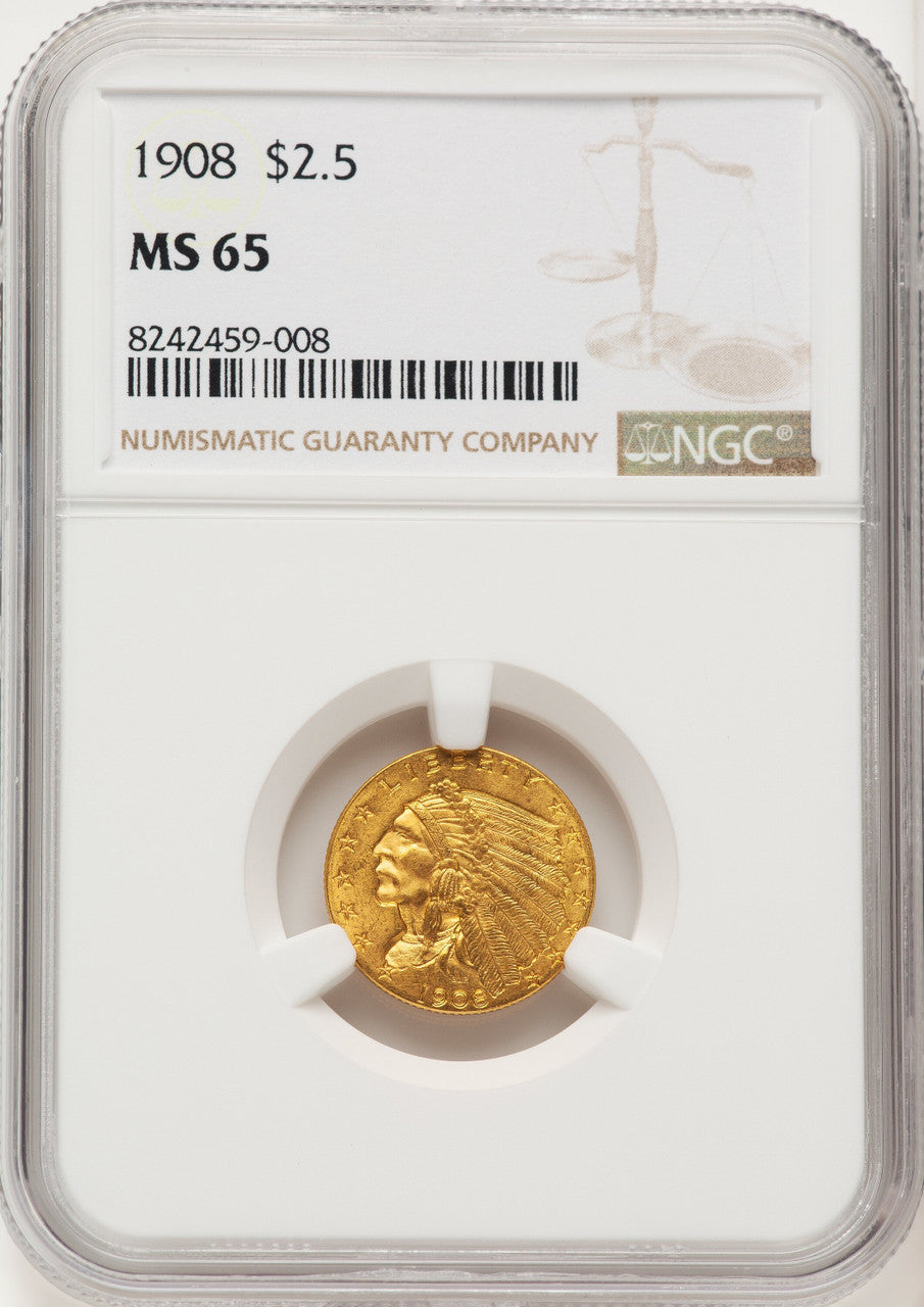 1908 $2.50 Indian Quarter Eagle NGC MS65 (774721015)