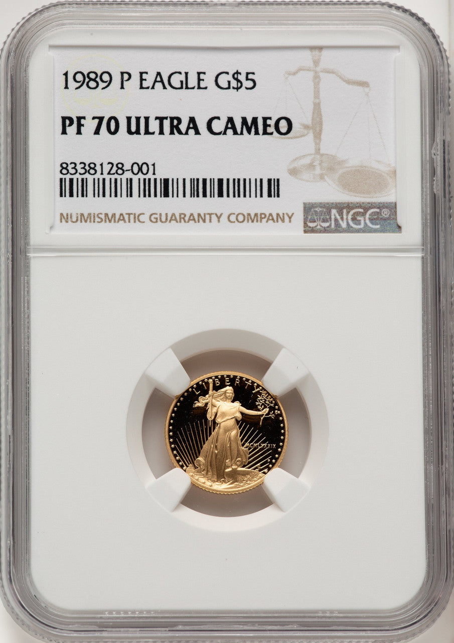 1989-P $5 Tenth-Ounce Gold Eagle Brown Label NGC PF70 (507166198)