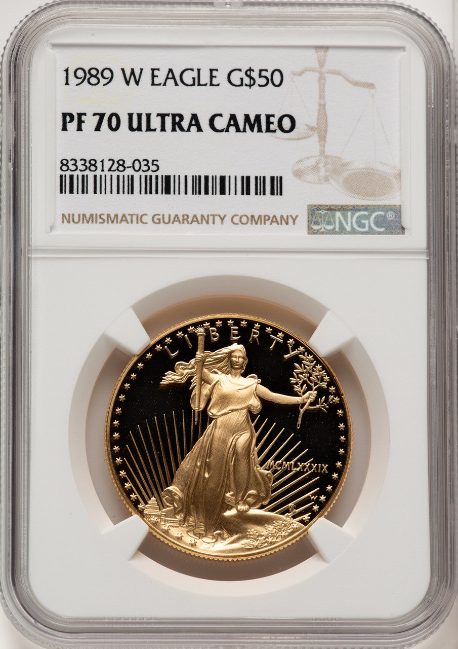 1989-W $50 One-Ounce Gold Eagle Brown Label NGC PF70 (769619010)