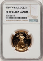 1997-W $25 Half-Ounce Gold Eagle Brown Label NGC PF70