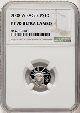 2008-W $10 Tenth-Ounce Platinum Eagle Brown Label NGC PF70 (774692069)