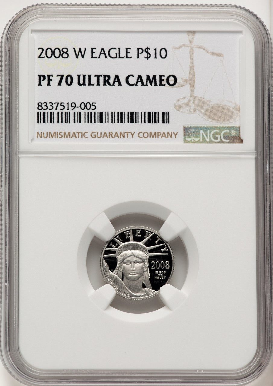 2008-W $10 Tenth-Ounce Platinum Eagle Brown Label NGC PF70 (774692069)