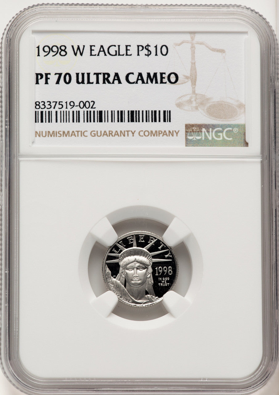 1998-W $10 Tenth-Ounce Platinum Brown Label NGC PF70 (775329003)