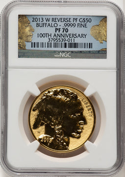 2013-W $50 One-Ounce Gold Buffalo Reverse Proof NGC PF70
