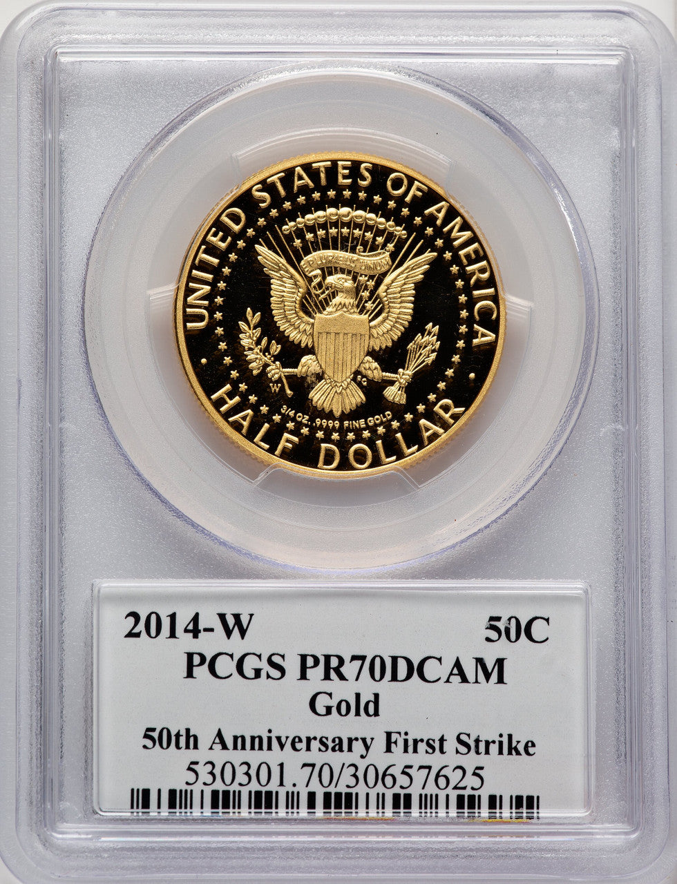 2014-W 50C Kennedy Gold 50th Anniversary FS Proof Kennedy Half Dollar PCGS PR70