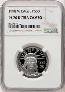 1998-W $50 Half-Ounce Platinum Eagle Brown Label NGC PF70 (774692049)