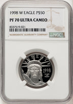 1998-W $50 Half-Ounce Platinum Eagle Brown Label NGC PF70 (774692049)