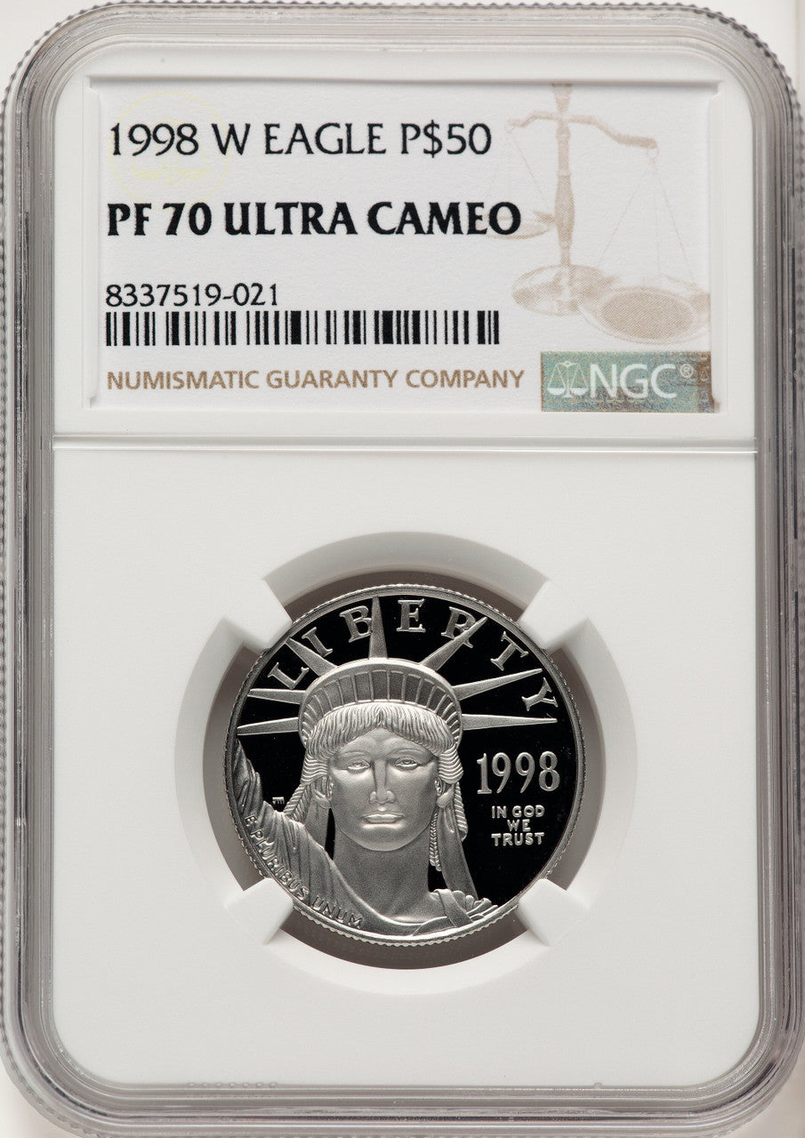 1998-W $50 Half-Ounce Platinum Eagle Brown Label NGC PF70 (774692049)