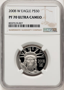 2008-W $50 Half-Ounce Platinum Brown Label NGC PF70 (774692054)