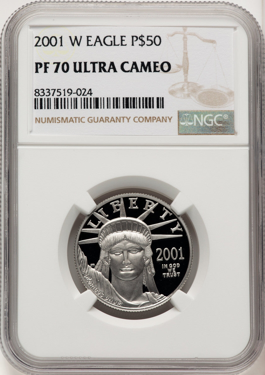2001-W $50 Half-Ounce Platinum Eagle Brown Label NGC PF70 (774692052)