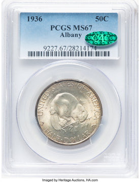 1936 50C Albany CAC Commemorative Silver PCGS MS67 (777707018)