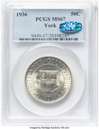 1936 50C York CAC Commemorative Silver PCGS MS67