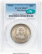 1934 50C Maryland CAC Commemorative Silver PCGS MS67