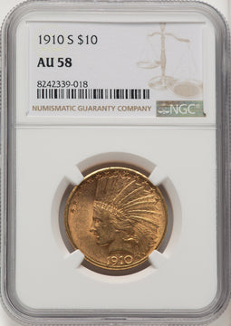 1910-S $10 Indian Eagle NGC AU58 (572303020)
