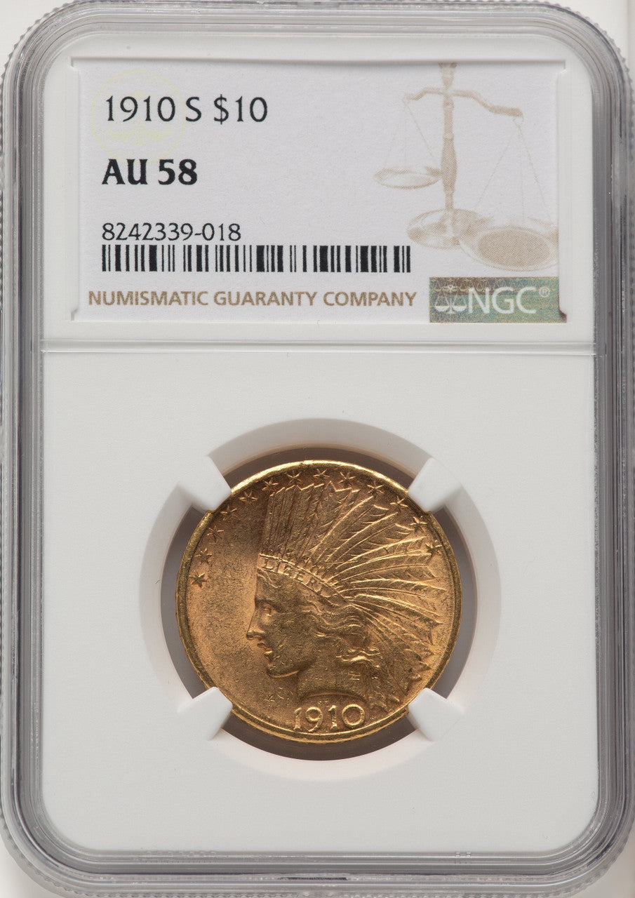 1910-S $10 Indian Eagle NGC AU58 (572303020)