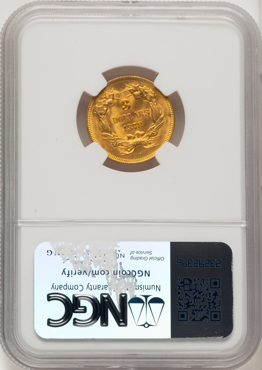 1878 $3 Three Dollar Gold Pieces NGC MS66