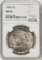 1934-S Peace Dollar NGC MS64 (775447028)