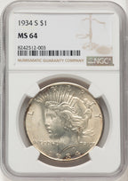 1934-S Peace Dollar NGC MS64
