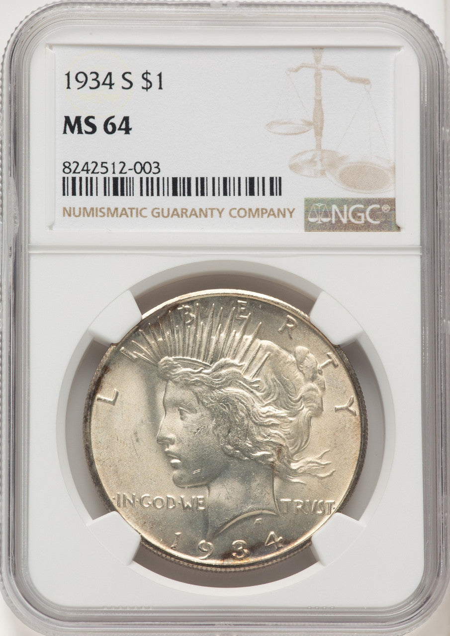 1934-S Peace Dollar NGC MS64