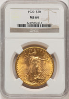 1920 $20 Saint-Gaudens Double Eagle NGC MS64 (520645004)