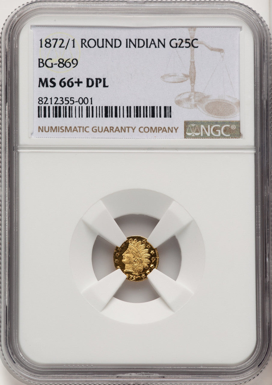 1872/1 25C BG-869 DM California Fractional Gold NGC MS66+