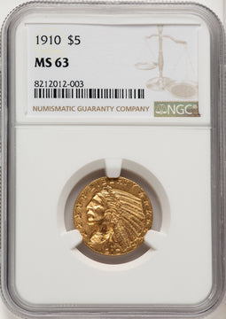 1910 $5 Indian Half Eagle NGC MS63 (775690040)
