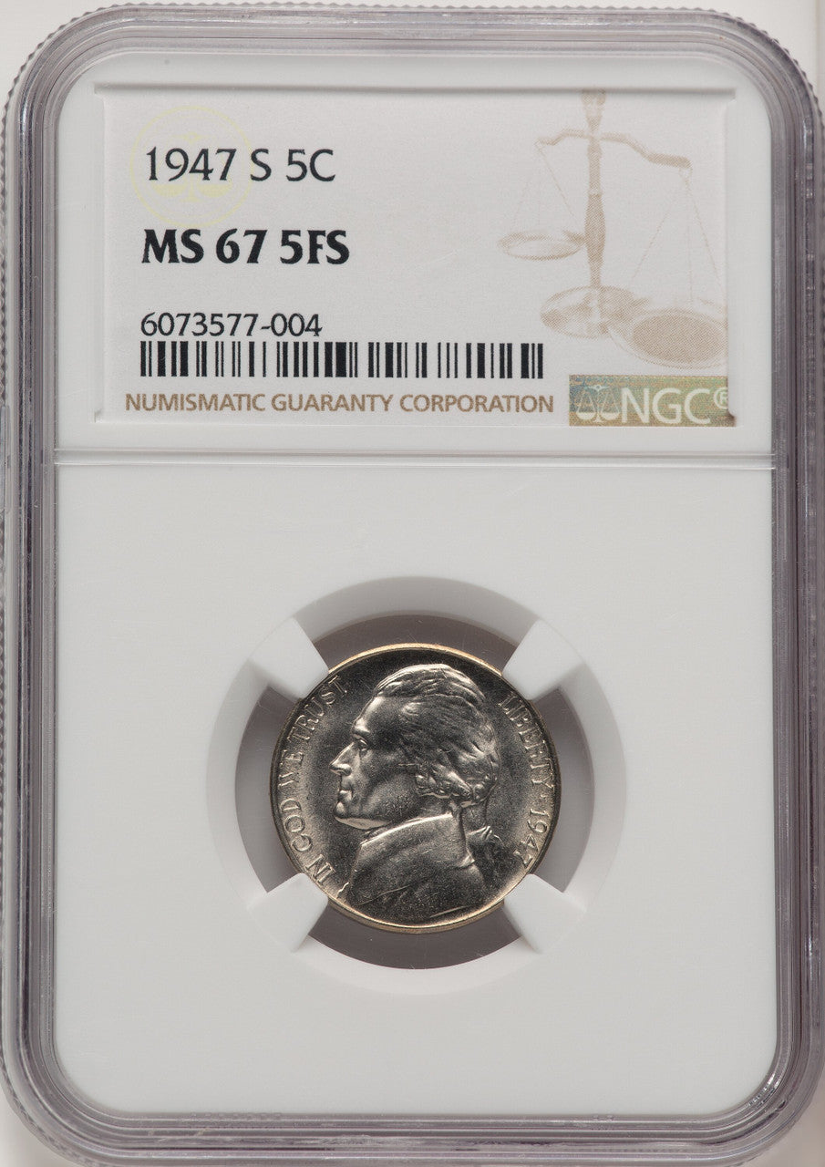 1947-S 5C FS Jefferson Nickel NGC MS67 (775690007)