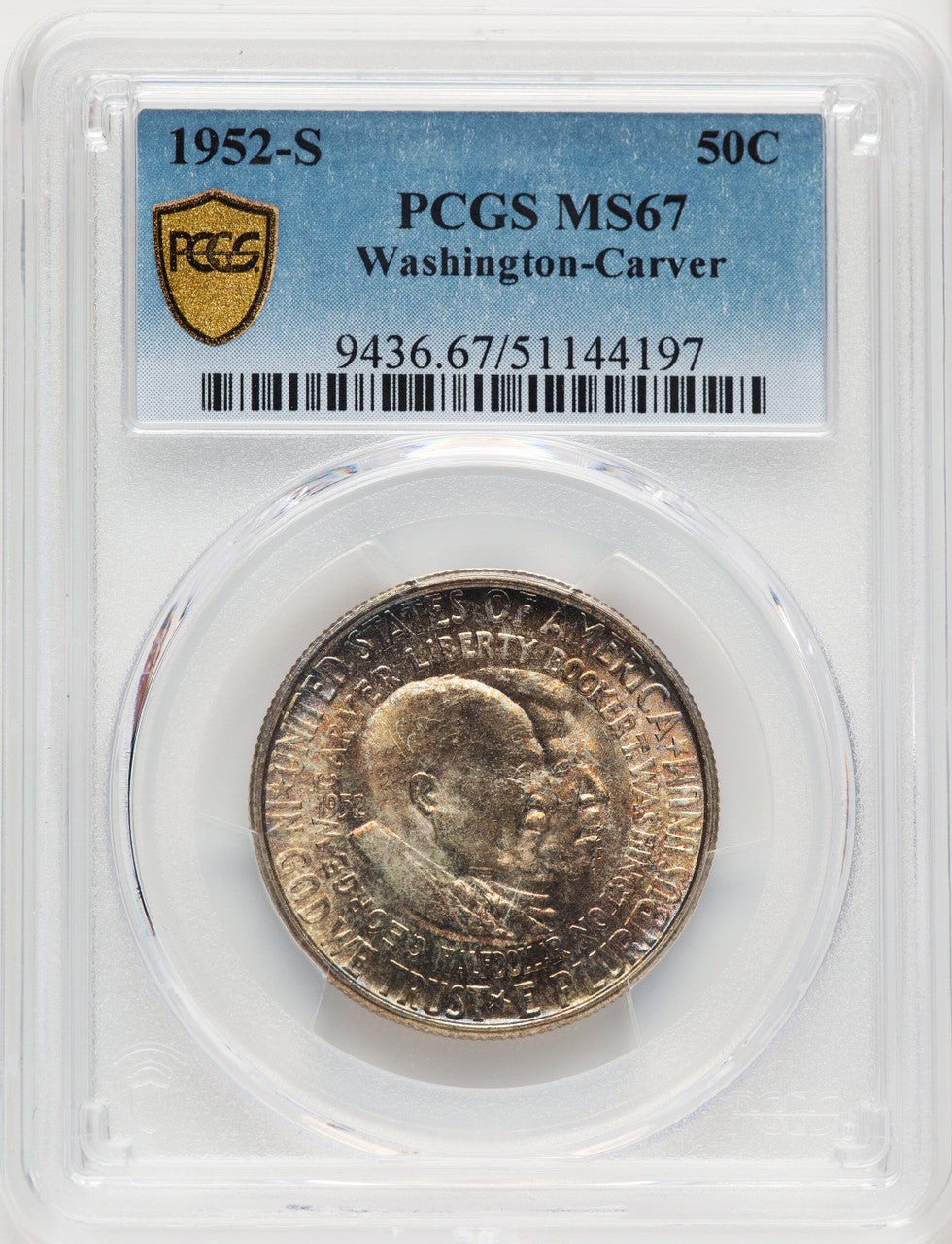 1952-S 50C Washington-Carver Commemorative Silver PCGS MS67