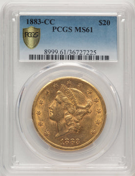 1883-CC $20 Liberty Double Eagle PCGS MS61