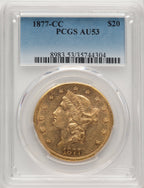 1877-CC $20 Liberty Double Eagle PCGS AU53 (177260003)