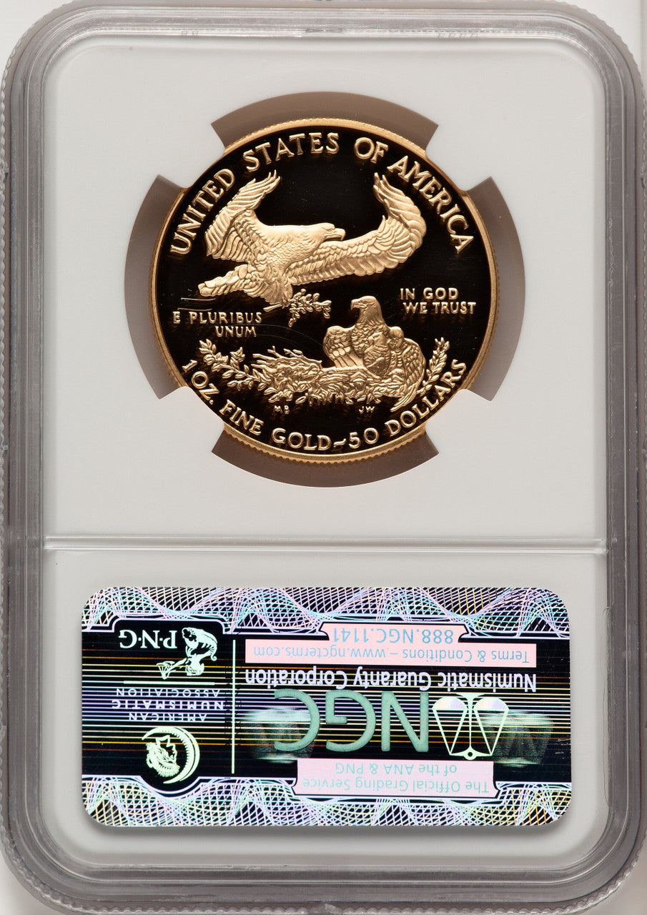 1995-W $50 One-Ounce Gold Eagle Brown Label NGC PF70 (520203107)