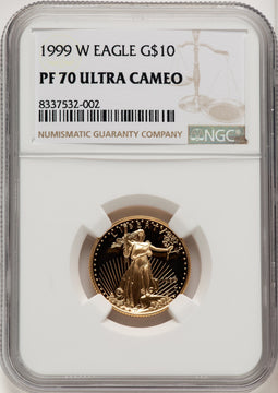 1999-W $10 Quarter-Ounce Gold Eagle Brown Label NGC PF70 (773516013)