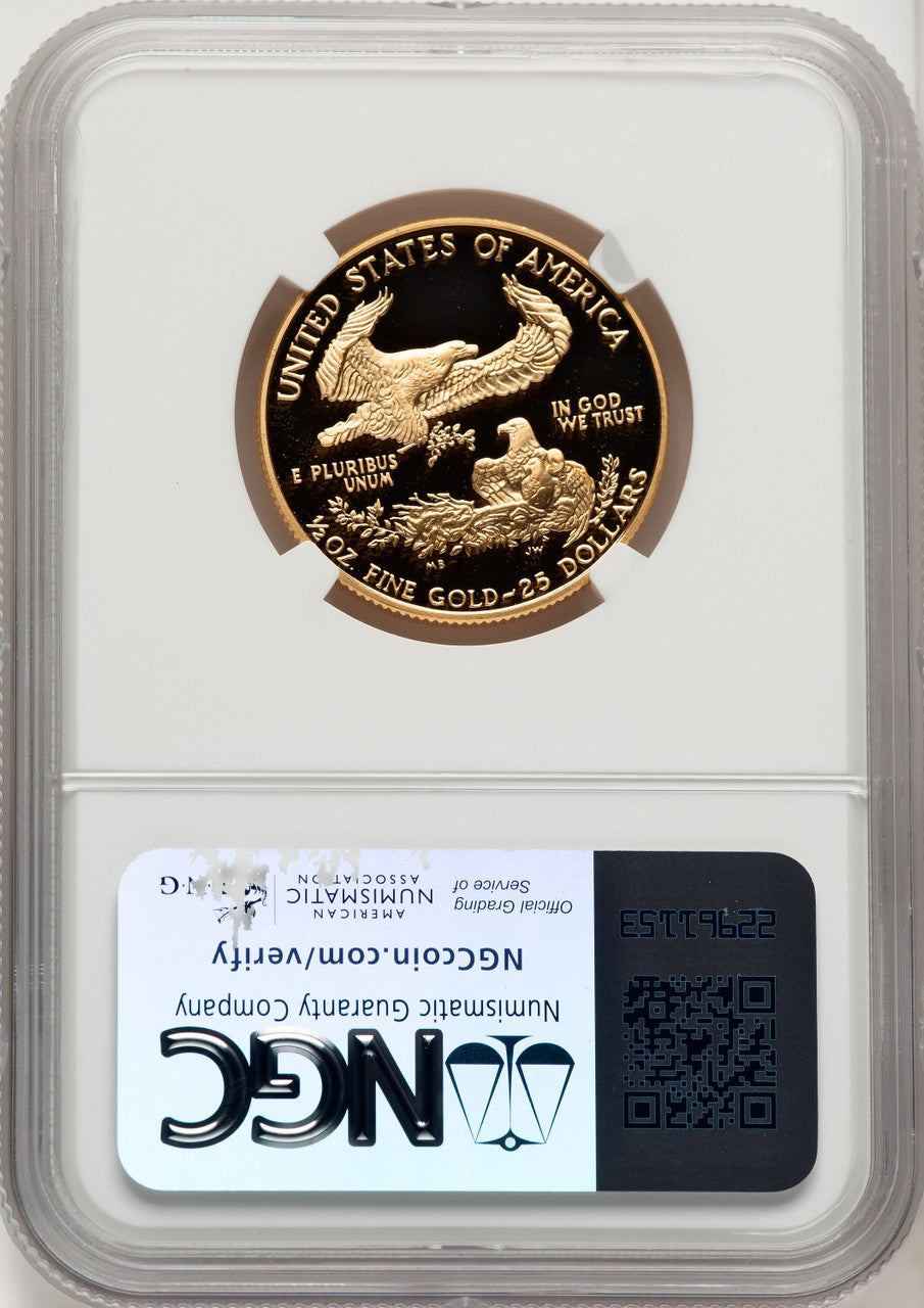 1987 $25 Half-Ounce Gold Eagle Brown Label NGC PF70 (770742005)