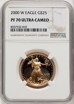 2000-W $25 Half-Ounce Gold Eagle Brown Label NGC PF70 (773627009)