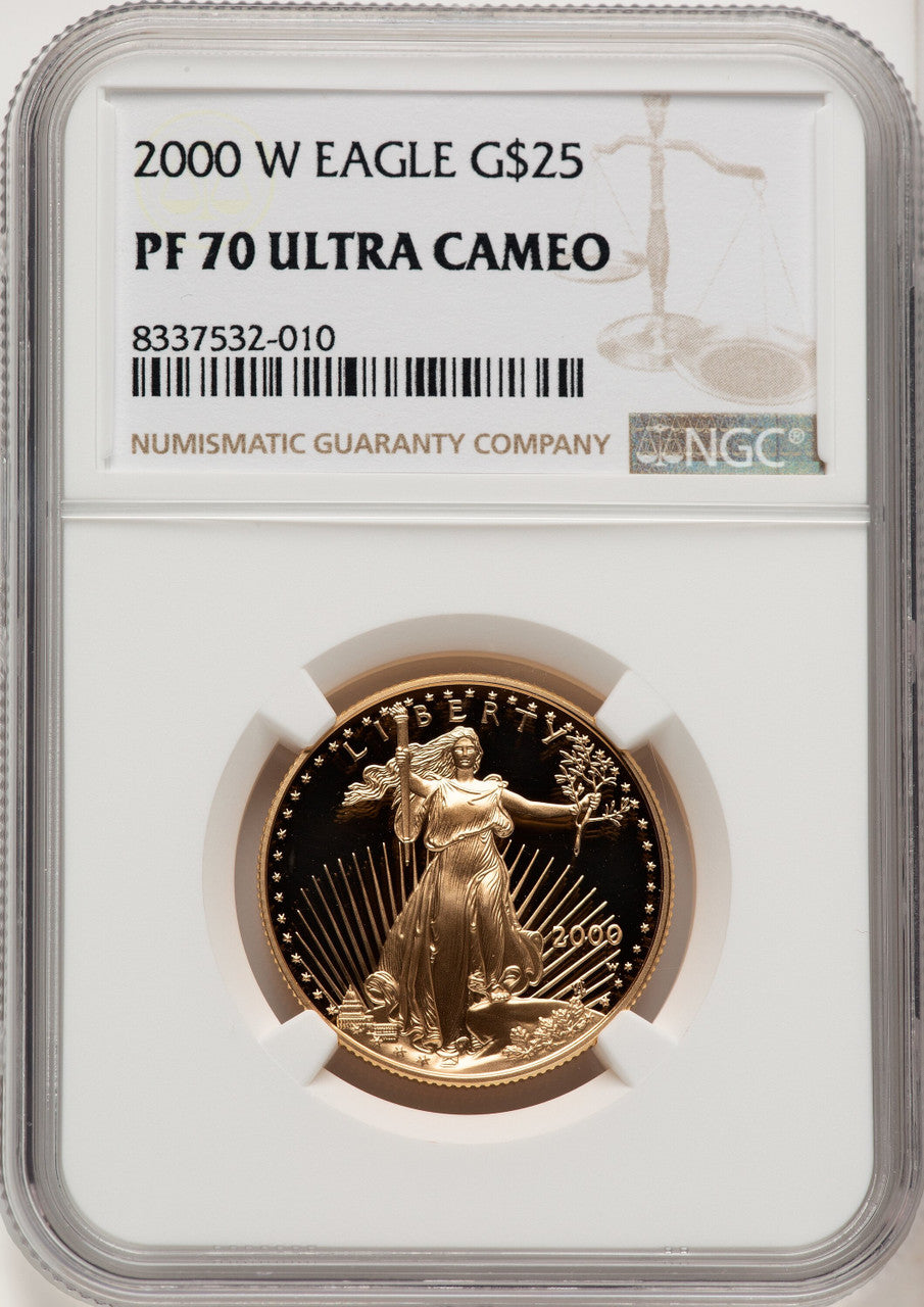 2000-W $25 Half-Ounce Gold Eagle Brown Label NGC PF70 (773627009)