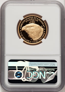 2022-W G$25 Half Ounce Gold Eagle FS ER Blue NGC PF70